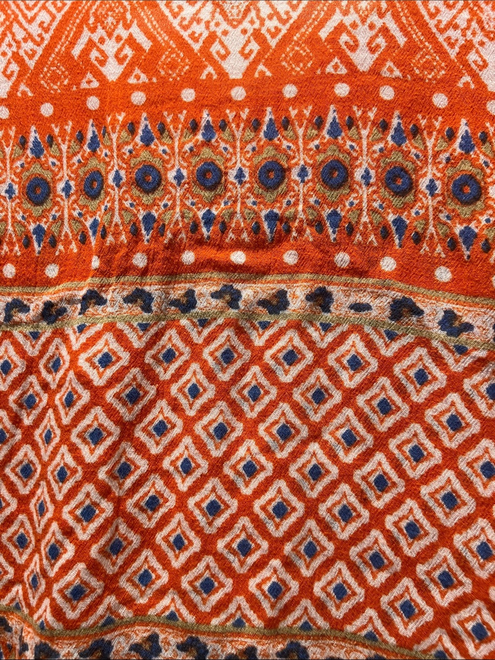 Cost Plus World Market Orange Patterned V-Neck Boho Blouse - Picture 9 of 9